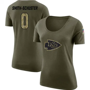 Olive Women's JuJu Smith-Schuster Kansas City Chiefs Salute to Service Scoop Neck T-Shirt