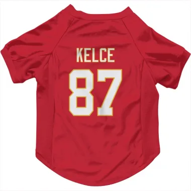 Red Kansas City Chiefs Travis Kelce   Dog & Cat Pet Jersey